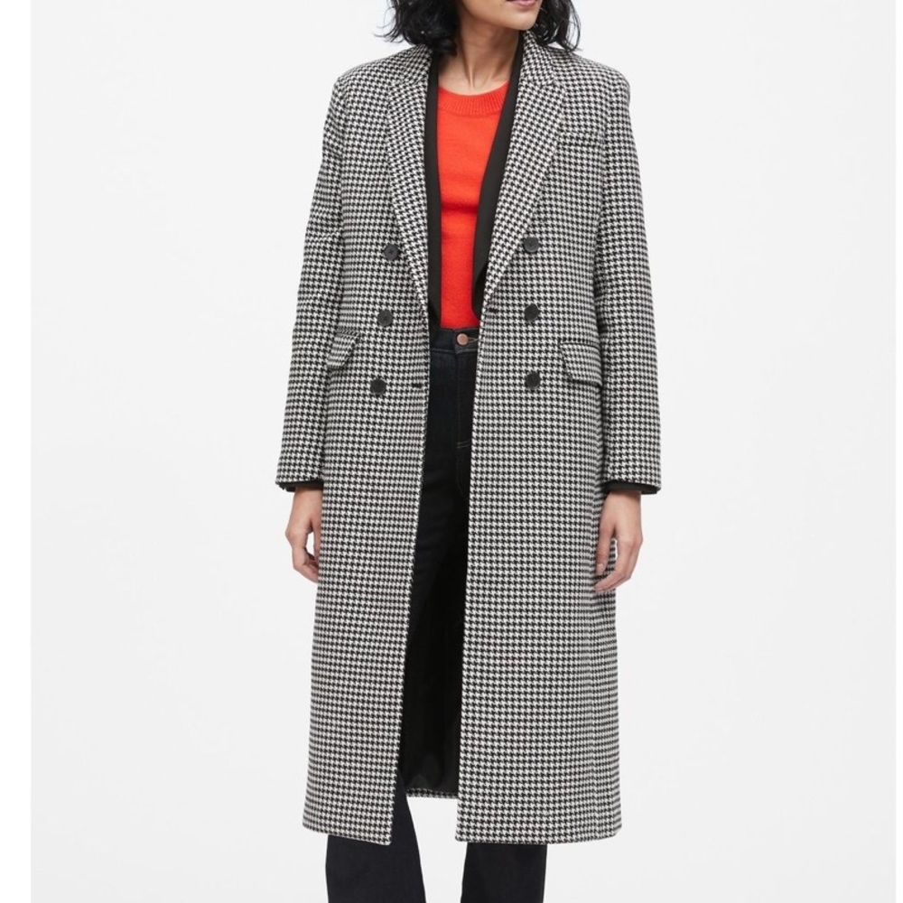 Banana Republic Houndstooth Long Trench Coat